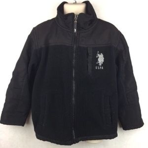 Child's US Polo Assn Black Zip Coat Size 5 / 6